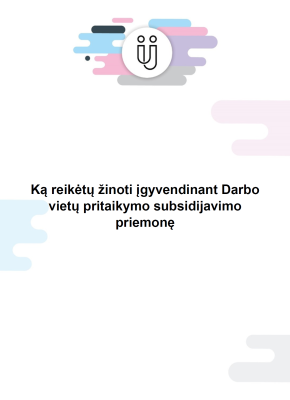 Darbo vietų pritaikymo subsidijavimo atmintinės viršelio nuotrauka